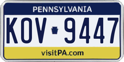 PA license plate KOV9447