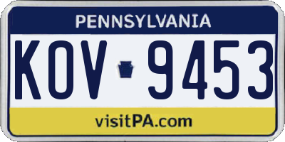 PA license plate KOV9453