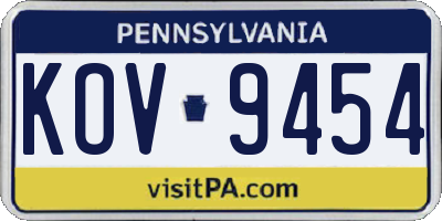 PA license plate KOV9454