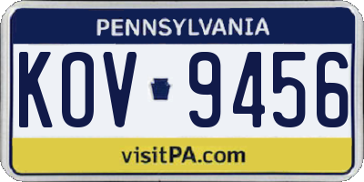 PA license plate KOV9456