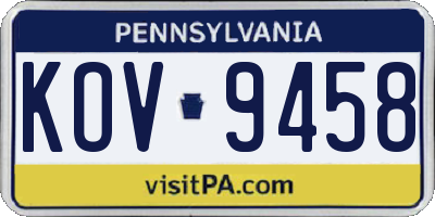 PA license plate KOV9458