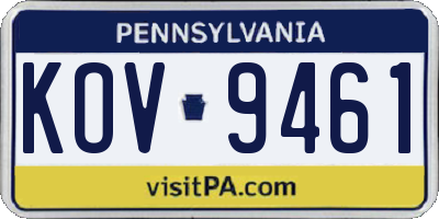 PA license plate KOV9461