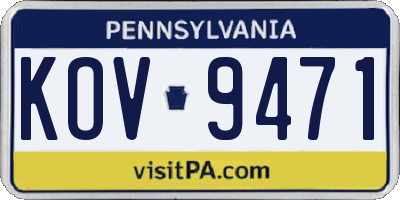 PA license plate KOV9471