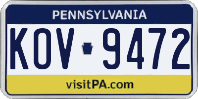 PA license plate KOV9472
