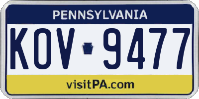 PA license plate KOV9477