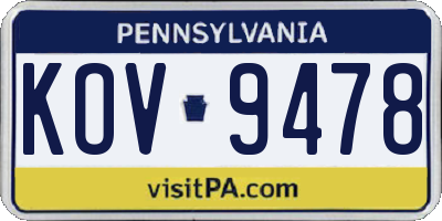 PA license plate KOV9478