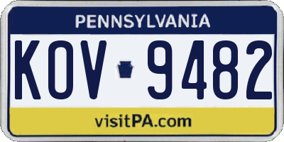 PA license plate KOV9482
