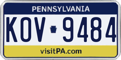 PA license plate KOV9484