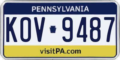 PA license plate KOV9487