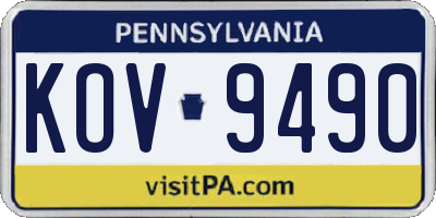 PA license plate KOV9490