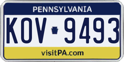 PA license plate KOV9493