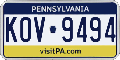 PA license plate KOV9494