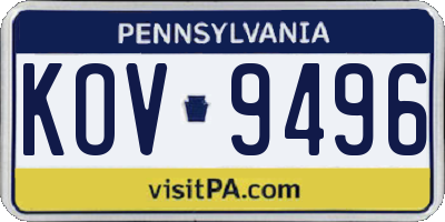 PA license plate KOV9496