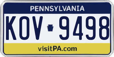 PA license plate KOV9498