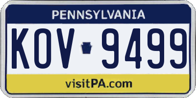 PA license plate KOV9499
