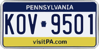 PA license plate KOV9501
