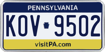 PA license plate KOV9502