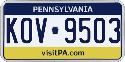 PA license plate KOV9503