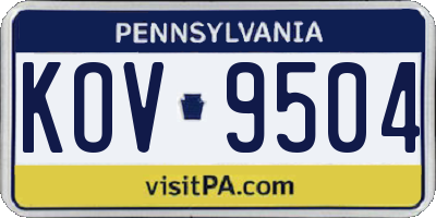PA license plate KOV9504