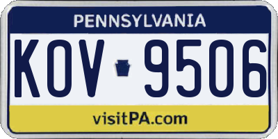 PA license plate KOV9506