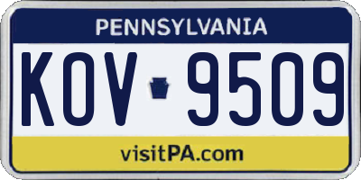 PA license plate KOV9509