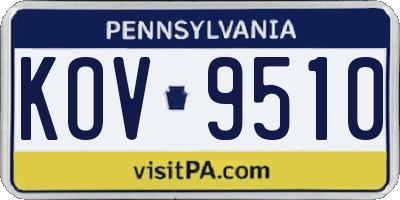PA license plate KOV9510