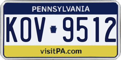 PA license plate KOV9512