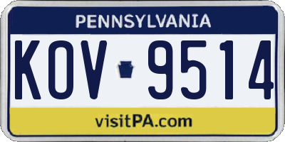 PA license plate KOV9514