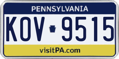 PA license plate KOV9515