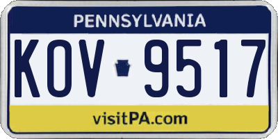 PA license plate KOV9517