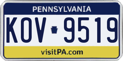 PA license plate KOV9519