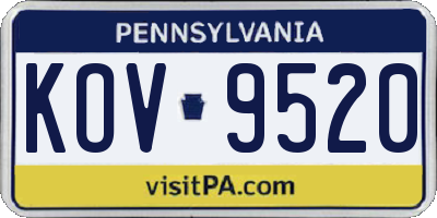 PA license plate KOV9520