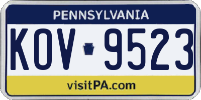 PA license plate KOV9523