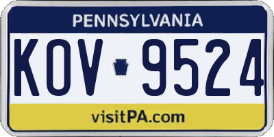 PA license plate KOV9524