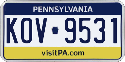 PA license plate KOV9531