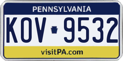 PA license plate KOV9532
