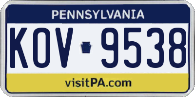 PA license plate KOV9538