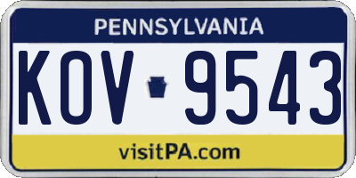 PA license plate KOV9543