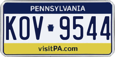 PA license plate KOV9544