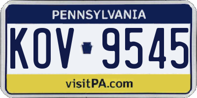 PA license plate KOV9545