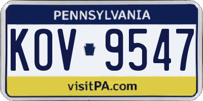 PA license plate KOV9547
