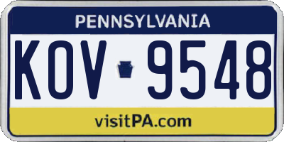 PA license plate KOV9548