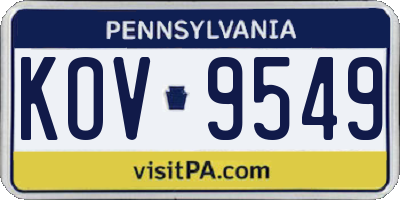 PA license plate KOV9549