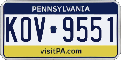 PA license plate KOV9551