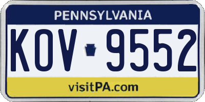 PA license plate KOV9552