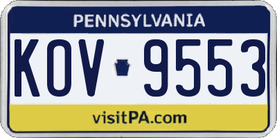 PA license plate KOV9553