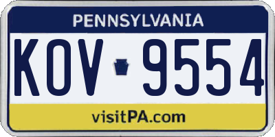 PA license plate KOV9554