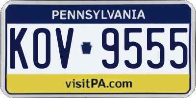 PA license plate KOV9555