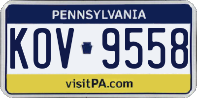 PA license plate KOV9558
