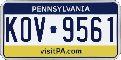 PA license plate KOV9561